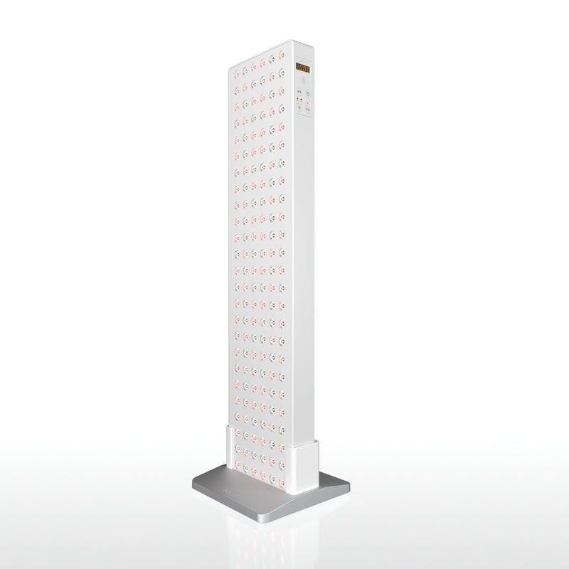 Joovv Solo 3.0 on Boot Floor Stand, angled product photograph for our Joovv review